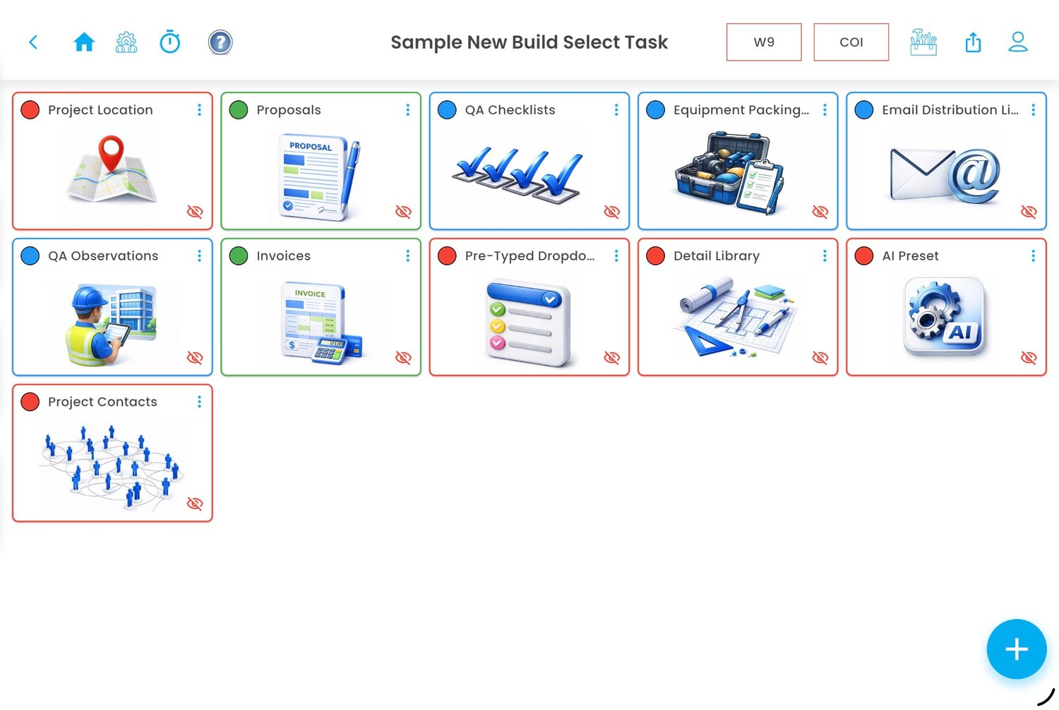 Observation Reports project task dashboard